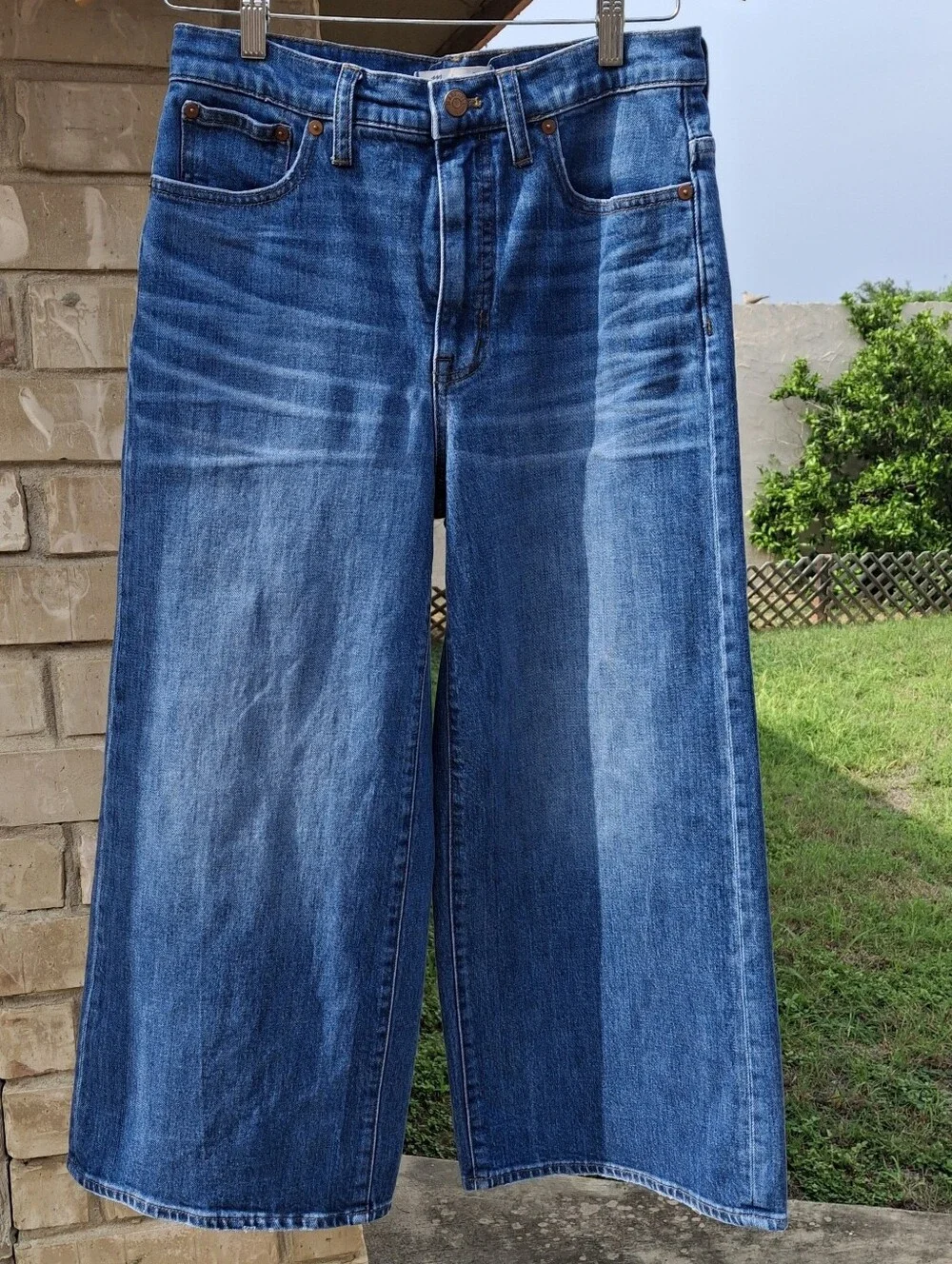 Madewell G7204 Bainbridge Wide-Leg Crop Blue Denim Jeans Women Size 27 - Picture 4 of 16